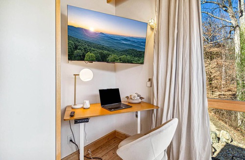 Mars Hill Cabin | Architect-inspired home, Sauna, Hot Tub, Fire Pit, Heated Deck, Swings, near AVL