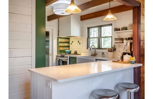 Lakeside Cabin | Architect's A-Frame with a Salt Water Hot Tub on a Mountain in Litchfield