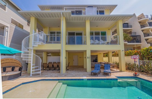 Indian Shores House | Beach Front Breeze Paradise – Gulf-Front Luxury w/Heated Pool, Hot Tub, Balconies & Sunset Views