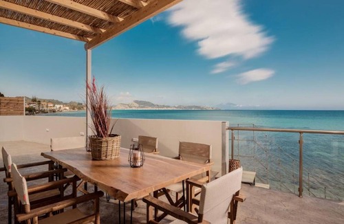 Argassi Villa | Beach-Front Zakynthos Villa | Bleu Beach Villa | 3 Bedrooms | Stunning Panoramic Sea Views | Modern Furnishings