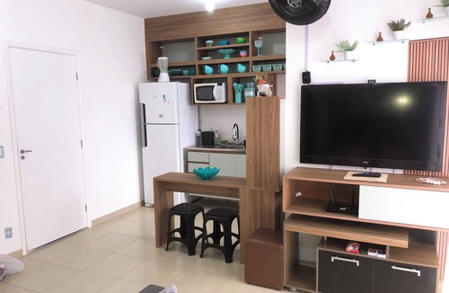 Mongagua Apartment | Beachfront apartment with pool for families, pets allowed.