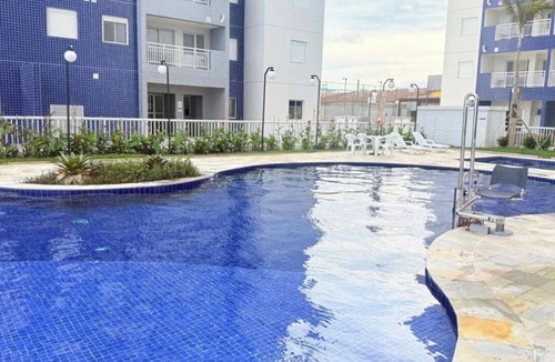 Mongagua Apartment | Beachfront apartment with pool for families, pets allowed.