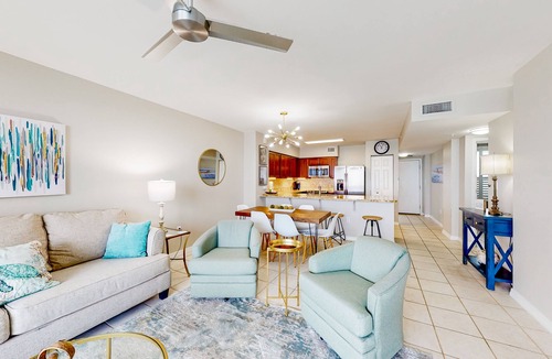 Fort Walton Beach Condo | Beachfront condo with pool, hot tub, gym access, balcony, W/D & AC