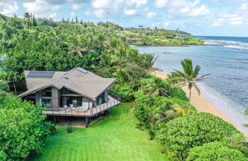 Anahola House | Beachfront estate with ocean views, private hot tub, beach gear & enclosed yard