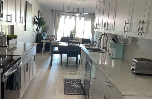 Belleair Beach Condo | Beachside Condo, Furnished, Renovated 2bed/2bath/Balcony kitchen and living room