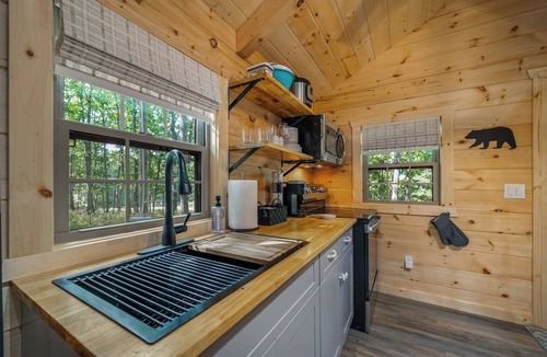 Mentone Cabin | Bear Cave Forest Retreat Cabin + Hot Tub Getaway