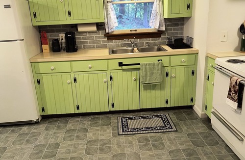 Shore House | Beautiful cabin situated on wooded land with nice yard clearing and small stream