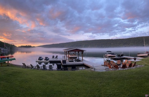 Hammondsport House | Beautiful sunrises! Custom home on the lake in a protected cove with a hot tub!
