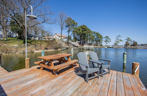 Deltaville House | Beautiful waterfront home w/ dock, fire-pit & deck