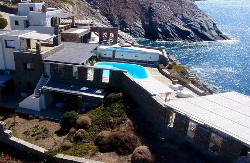 Kea Villa | Beautiful waterfront Villa Christina with a swimming pool, sea and sunset view