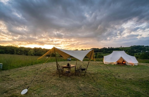 Honiton RV Rental | Bell Tent Sleeps 4 with Woodburner & Sauna · Blackdown Hills