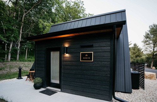 Pepin Cabin | Birch A-frame cabin nestled on the Woods & Co Weddings + Events property