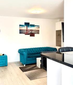 Bistrita Apartment | Blue Apartment with Free Parking&Self Check-in