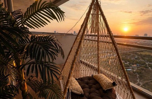 Noida Apartment | Boho Sky Deck - 37th Floor Luxury Sunset Suite