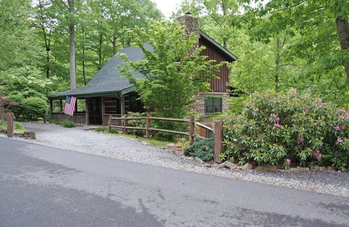 Seven Devils Cabin | Book your Summer getaway now! Firepit. Pond view.