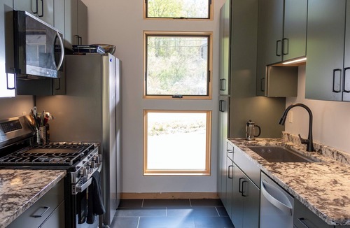 Town of Marbletown House | Brand new riverfront home with private beach, modern, serene, central HV spot.