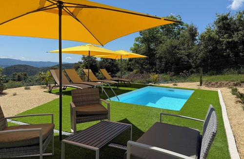 Rompon House | Bungalow private swimming pool EXTRA view, summer kitchen, plancha, petanque game, in the heart of nature