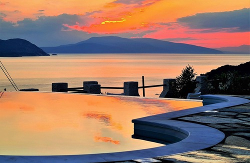 Xanthi Region Villa | CAMELIA. Infinity panoramic pool. Privileged view of Egean. Access to the sea.
