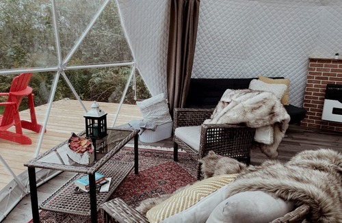 Whitestone RV Rental | Canadian Glamping Escape in Pet-Friendly Beach Dome in Dunchurch, Ontario