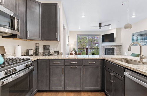 Lakeside Village Condo | Central Location with Scenic Mountain Vista Views from the Private Balcony!