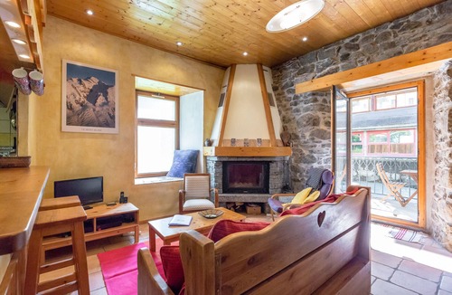 Chamonix City Centre Apartment | Chamonix centre 2BR - Fireplace, stone walls, balcony with View of Mont Blanc