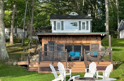 Newaygo Cottage | Charming 2BR Lakefront Cottage Retreat with Private Dock & Beach