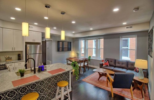 Tower Grove South Apartment | Chic 2BR Gem | TG Park | Patio+Yard+W/D+Workspace