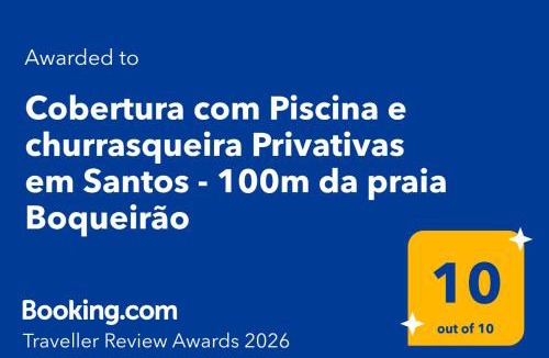 Boqueirao Apartment | Cobertura com Piscina e churrasqueira Privativas em Santos - 100m da praia Boqueirão