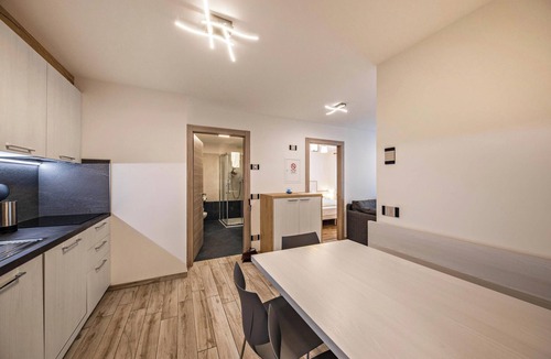 Predazzo Apartment | Comfortable Apartment “Vacanze Arcobaleno - Blu” with Mountain View