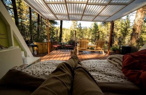Orderville House | Convertible A-Frame Cabin with Epic Deck Views & Outdoor Shower in Mount Carmel, Utah