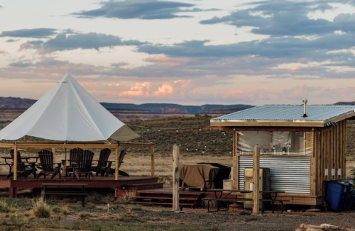 Monticello RV Rental | Cozy cedar pod with stunning La Sal Mountain Views