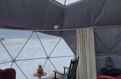 Redcliff RV Rental | Cozy Geodesic Glamping Dome on a Canadian Ranch with Horses, Perfect for a Weekend of Wellness