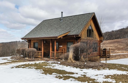 Dubuque Cabin | Cozy Log Cabin with Hot Tub & Only 5 Miles from Downtown!