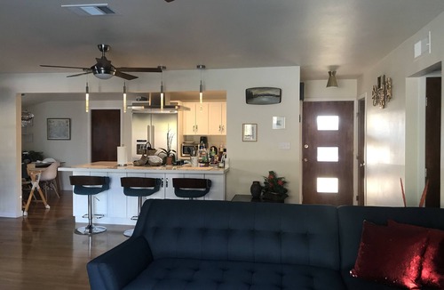 Redding House | Cozy mid century house with pool, hot tub, Dish Tv, WiFi, fireplace, waterfall