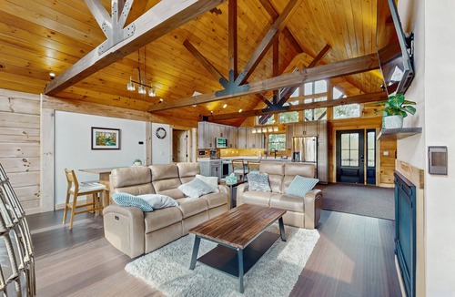 Mineral Bluff Cabin | Cozy mountain cabin with EV charger, game room & forest views