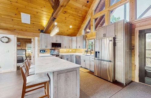 Mineral Bluff Cabin | Cozy mountain cabin with EV charger, game room & forest views