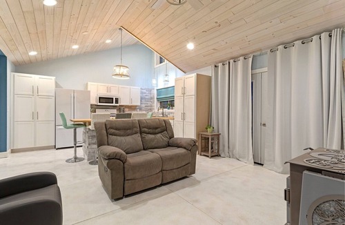 Mora House | Cozy one level - open floor plan, split bedrooms, in-floor heat, wood stove