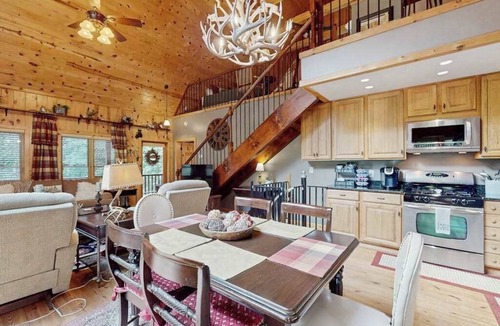 Sky Valley House | Cozy waterfront home w/hot tub, swing, firepit, and fireplace