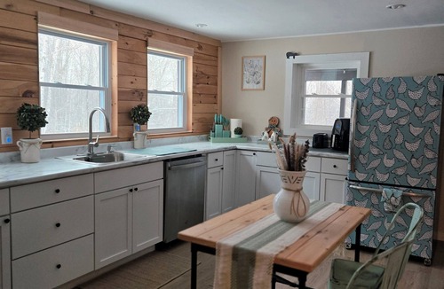 North Jay Cabin | Cozy Winter Cabin Wood Stove Mountain View