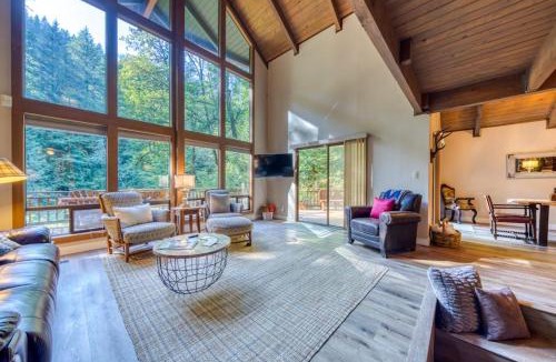 Rhododendron House | Creekside home with hot tub deck & great woodland views