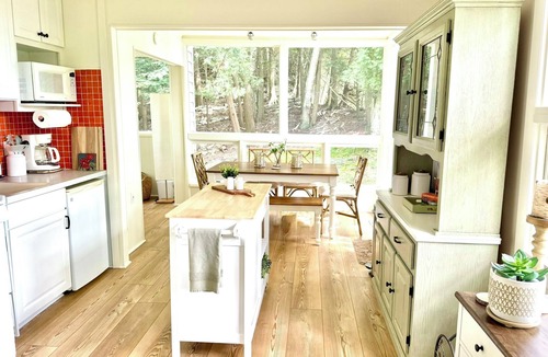 Lake Township House | Crystal View Hideaway - Very Romantic with Spectacular View of Crystal Lake from Large Deck with Fire Table!