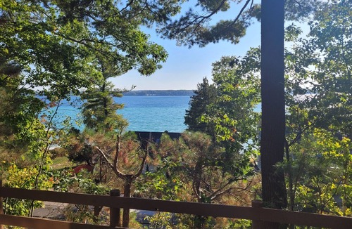 Lake Township House | Crystal View Hideaway - Very Romantic with Spectacular View of Crystal Lake from Large Deck with Fire Table!