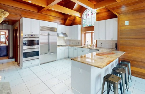 Metamora House | Custom dog-friendly home with private swimming area, fireplace, gym, grill, deck