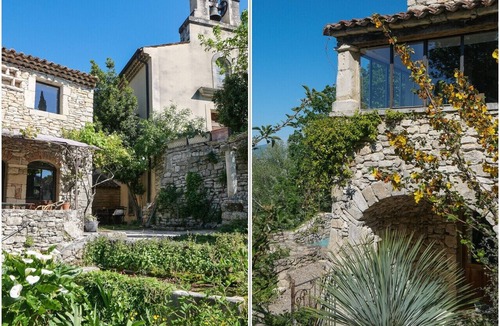 Chantemerle-les-Grignan House | Cypress trees by the church, charming village house