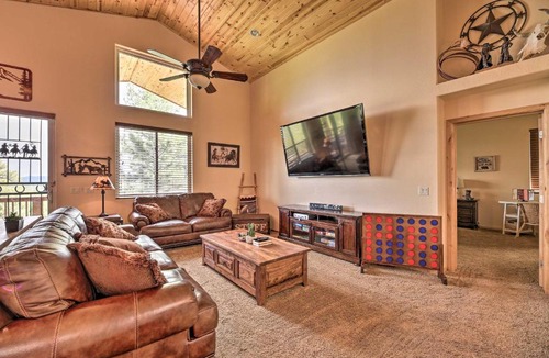 Sierra Pines House | Deck & Views: Dog-Friendly Cabin in Show Low!