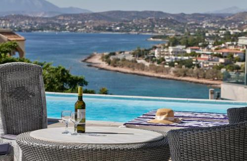 Saronida Apartment | Deep Blue Luxury Escape Heated Pool & Sea View
