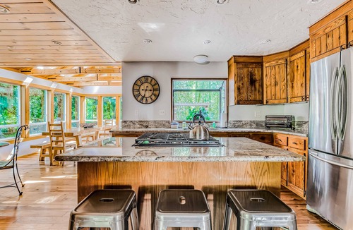 Mount Hood Village House | Dog-friendly creekside home with entertainment barn, private hot tub & firepit