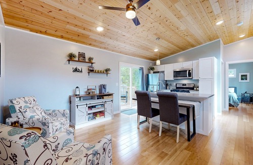 Carson Cabin | Dog-friendly mtn-view cabin near river with firepit, small deck, & washer/dryer
