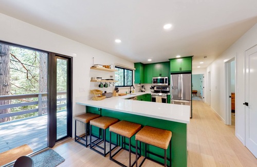 Glencoe Cabin | Dog-friendly remodeled home with forest views, wood stove, deck, washer/dryer