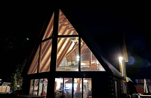 Newtonville Ski Chalet | Dream A-Frame Cabin on the Hudson with heated pool and dock! Sleeps 10; Pets ok!